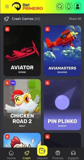Betprimeiro game lobby crash games